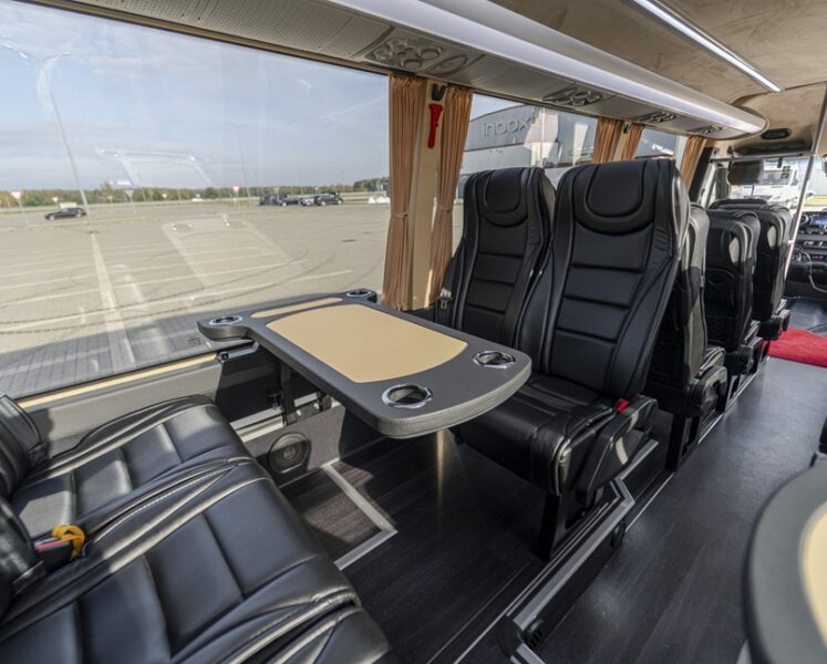 OsaBus new Mercedes Sprinter VIP class 16+1+1 seats. Interior with table seats